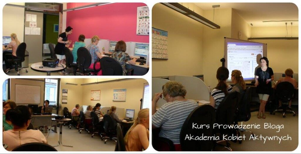 Na zdjęciu są uczestniczki kursu Prowadzenie bloga. Kurs realizowany w ramach projektu Akademia Kobiet Aktywnych
